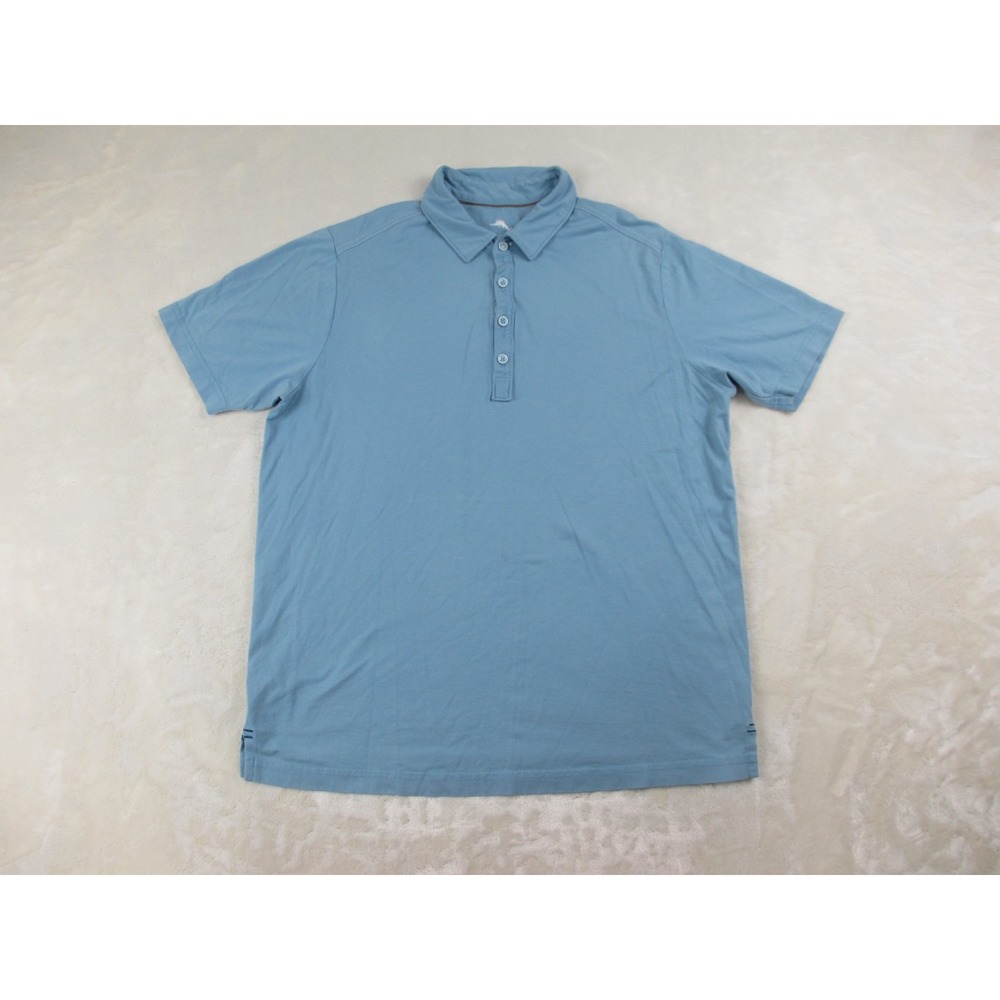 Tommy Bahama Polo Shirt Mens Medium Blue Marlin Island Modern Fit Preppy‎ Casual